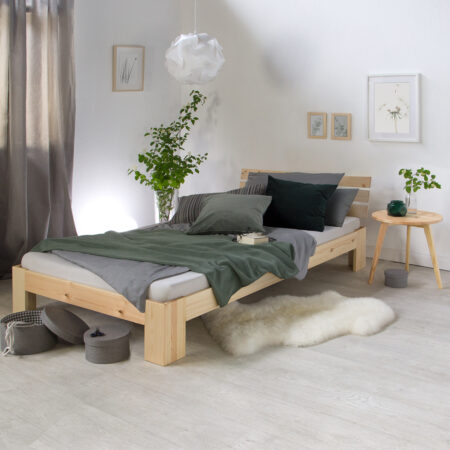Einzelbett Holzbett 90x200cm Natur