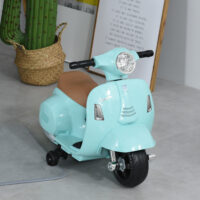 Elektro-Kindermotorrad Vespa mit Stützrädern türkis