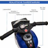 Elektro-Kindermotorrad für Kinder 37-95 Monate Blau+Weiss