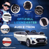 Elektroauto Kinderauto Audi e-tron lizenziert Weiss
