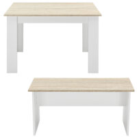 Tisch- und Bank Set Hokksund 110x70cm mit 2 Bänken Weiss/Eiche