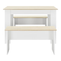 Tisch- und Bank Set Hokksund 110x70cm mit 2 Bänken Weiss/Eiche