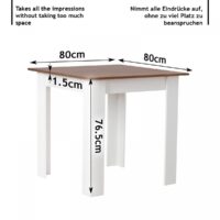 Esstisch Quadratisch 80x80cm Braun für 4 Personen MDF