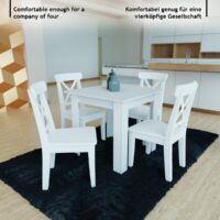 Esstisch Quadratisch 80x80cm Weiss für 4 Personen MDF