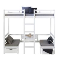 Etagenbett Hochbett mit Schreibtisch 90x200cm Weiss