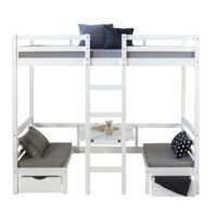 Etagenbett Hochbett mit Schreibtisch 90x200cm Weiss