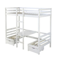 Etagenbett Hochbett mit Schreibtisch 90x200cm Weiss