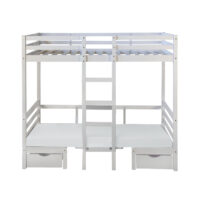 Etagenbett Hochbett mit Schreibtisch 90x200cm Weiss