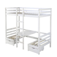 Etagenbett Hochbett mit Schreibtisch 90x200cm Weiss