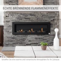 Ethanol-Kamin Wandkamin 120x40cm Bio-Ethanol Ofen schwarz