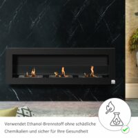 Ethanol-Kamin Wandkamin 120x40cm Bio-Ethanol Ofen schwarz
