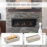 Ethanol-Kamin Wandkamin 120x40cm Bio-Ethanol Ofen schwarz