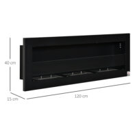Ethanol-Kamin Wandkamin 120x40cm Bio-Ethanol Ofen schwarz
