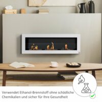 Ethanol-Kamin Wandkamin 120x40cm Bio-Ethanol Ofen weiss