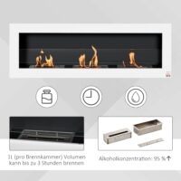 Ethanol-Kamin Wandkamin 120x40cm Bio-Ethanol Ofen weiss