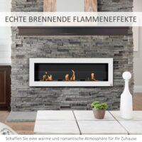 Ethanol-Kamin Wandkamin 120x40cm Bio-Ethanol Ofen weiss