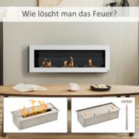 Ethanol-Kamin Wandkamin 120x40cm Bio-Ethanol Ofen weiss