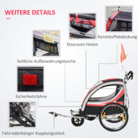 Fahrradanhänger 2-in-1 Joggerfunktion Kinderanhänger Veloanhänger