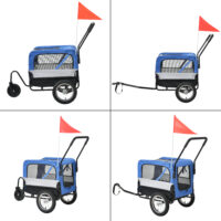Fahrradanhänger 2 in 1 Jogger Hunde Transport Blau/Grau/Schwarz