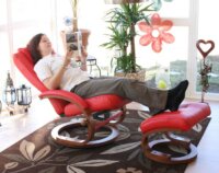 Fernsehsessel Relaxsessel Pescatori mit Hocker rot