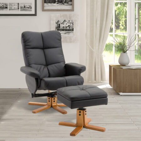 Fernsehsessel Relaxsessel verstellbar mit Hocker schwarz