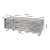 Fernsehtisch Lowboard Holz & Metall Kommode 55x139x41cm