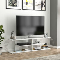 Fernsehtisch Robertsfors 180x31x42cm Weiss Chromfarben