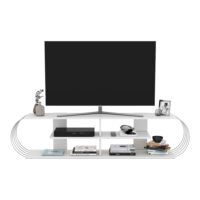 Fernsehtisch Robertsfors 180x31x42cm Weiss Chromfarben