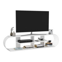 Fernsehtisch Robertsfors 180x31x42cm Weiss Chromfarben
