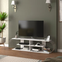 Fernsehtisch Robertsfors 172x31x42cm Weiss Chromfarben