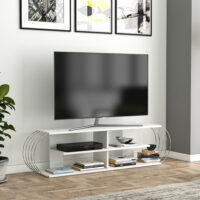 Fernsehtisch Robertsfors 160x31x42cm Weiss Chromfarben