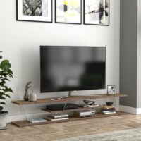 Fernsehtisch Säffle 180x33x30cm Walnussoptik Chromfarben