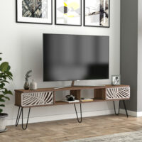 Fernsehtisch Salangen 180x30x49cm Walnuss-Optik Schwarz