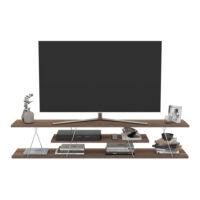 Fernsehtisch Säffle 160x33x30cm Walnussoptik Chromfarben