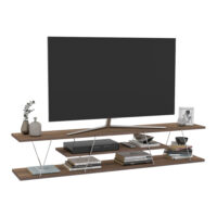 Fernsehtisch Säffle 160x33x30cm Walnussoptik Chromfarben
