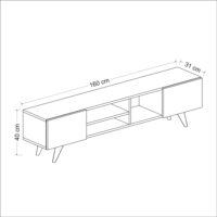 Fernsehtisch Assens 40x160x31cm Weiss Walnuss