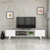Fernsehtisch Assens 40x160x31cm Weiss Walnuss