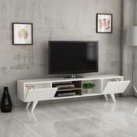 Fernsehtisch Assens 40x160x31cm Weiss Walnuss