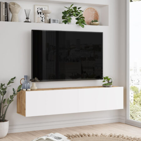Fernsehtisch Lapinlahti 140x31.5x29.5cm Eiche rustikal/Weiss