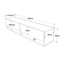 Fernsehtisch Laitila 140x31.5x29.5cm Eiche rustikal
