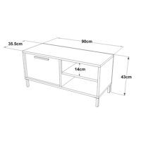 Fernsehtisch Liperi 2 Ablagefächern 90 x 35.5 x 43 cm Eiche grau