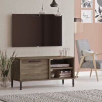 Fernsehtisch Liperi 2 Ablagefächern 90 x 35.5 x 43 cm Eiche grau