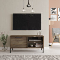 Fernsehtisch Liperi 2 Ablagefächern 90 x 35.5 x 43 cm Eiche grau
