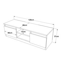 Fernsehtisch Loviisa mit 2 Ablagefächern 120x40x37cm