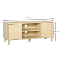 Fernsehtisch TV Lowboard Rattan-Design 115x40x48cm Natur