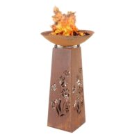 Feuerschale Feuersäule Edelrost 107x58x58cm Edelrost