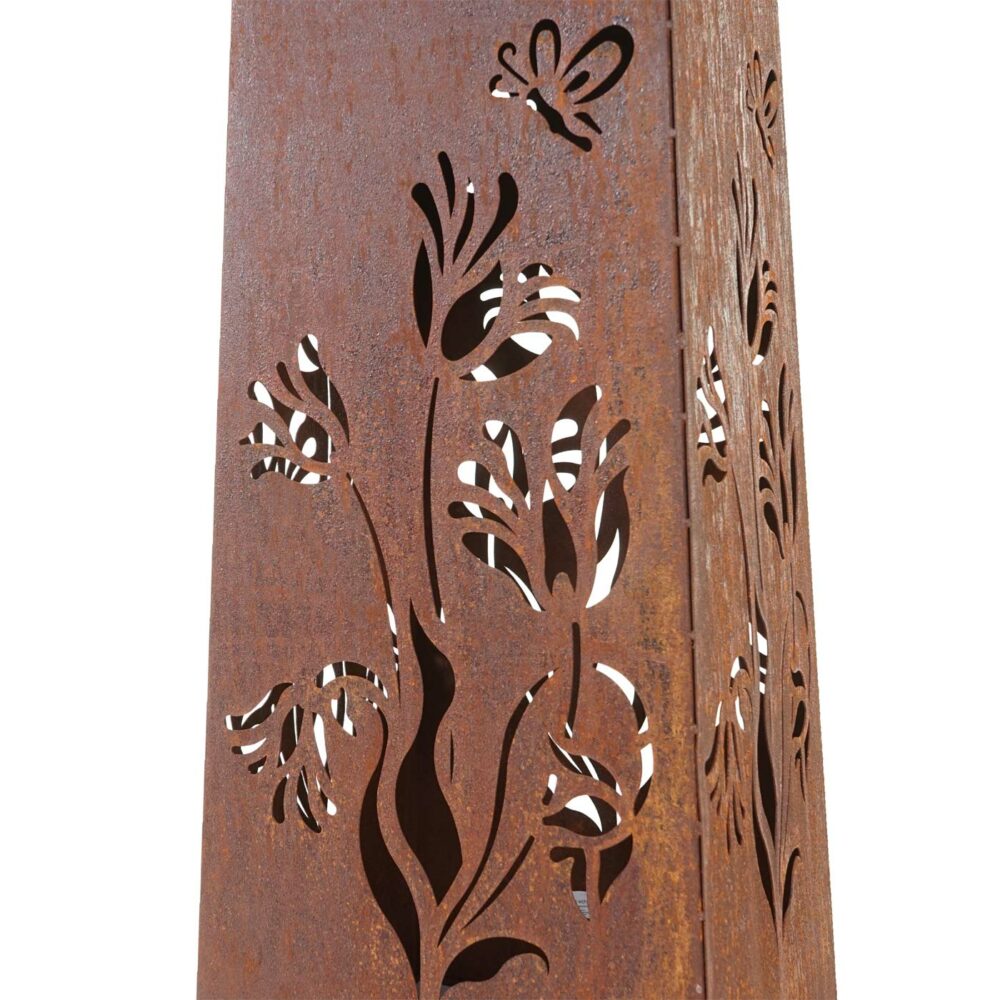 Feuerschale Feuersäule Edelrost 107x58x58cm Edelrost