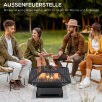 Feuerschale mit Grill und Funkenschutz 45x45cm