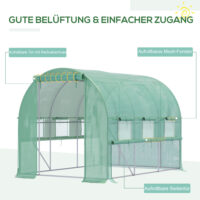 Foliengewächshaus 2.95x2x2m Tunnel-Folienzelt 6 Fenster