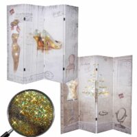 Foto-Paravent Vintage Raumteiler Glitzer Retro ~ 180x160cm
